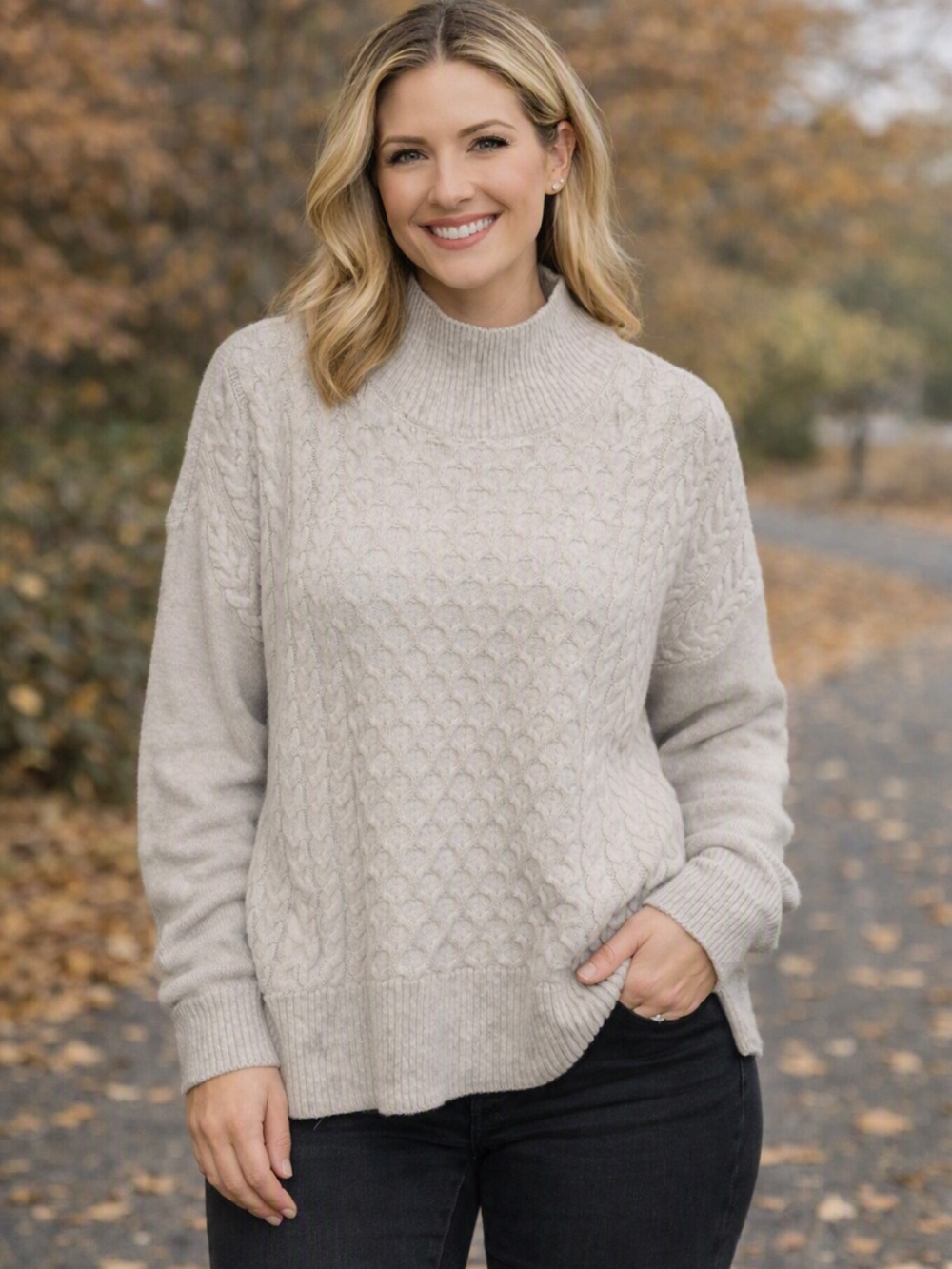 NWT Fisherman Knit Sweater XXL Cream Cable Knit Chunky Cozy Oversized